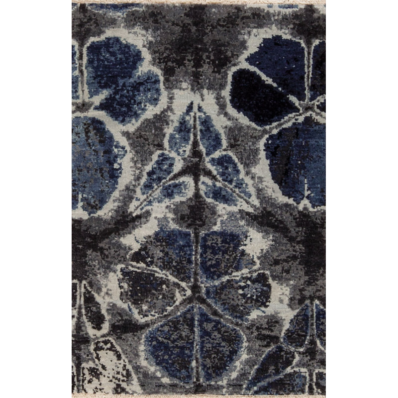 Tapis rectangulaire en laine Shibori, Échantillon 2 pi x 3 pi
