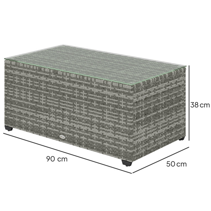 Metal Outdoor Side Table , 90cm cm W 50cm cm D, Light Grey/Black