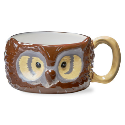 Owl Soup Mug Brown Ceramic Christmas 23 Oz