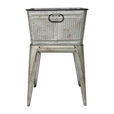 20.5X20.5X21" Large Perryman Galvanized Tub On Stand, For Plant Pot/Planter/ Metal Ice Buckets