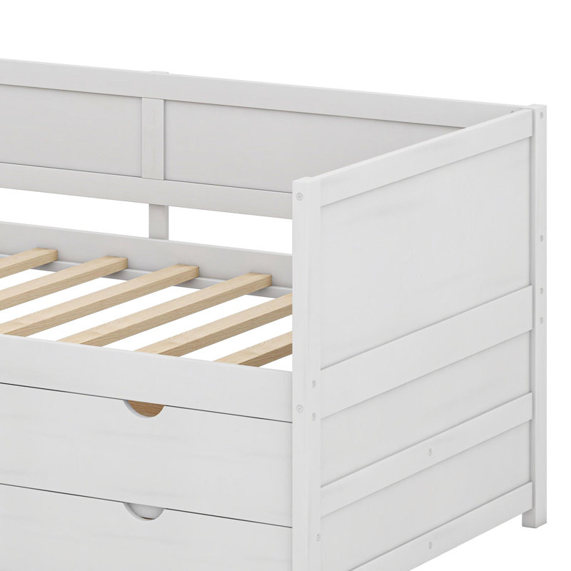 Daybed With Drawers And Shelves, White