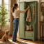 Arbre d'entrée Estate avec banc de rangement rabattable, armoire haute avec tablettes réglables et fixes et quincaillerie anti-basculement-133416275