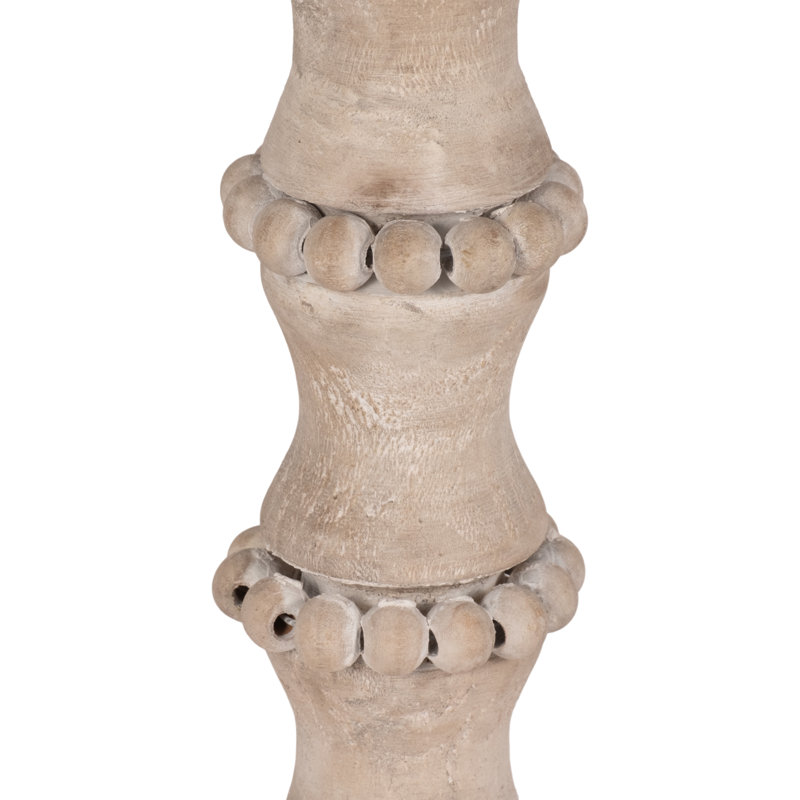 Bougeoir de table en bois massif fait à la main, H 11 po x l 5 po x P 5 po, Ivoire/beige