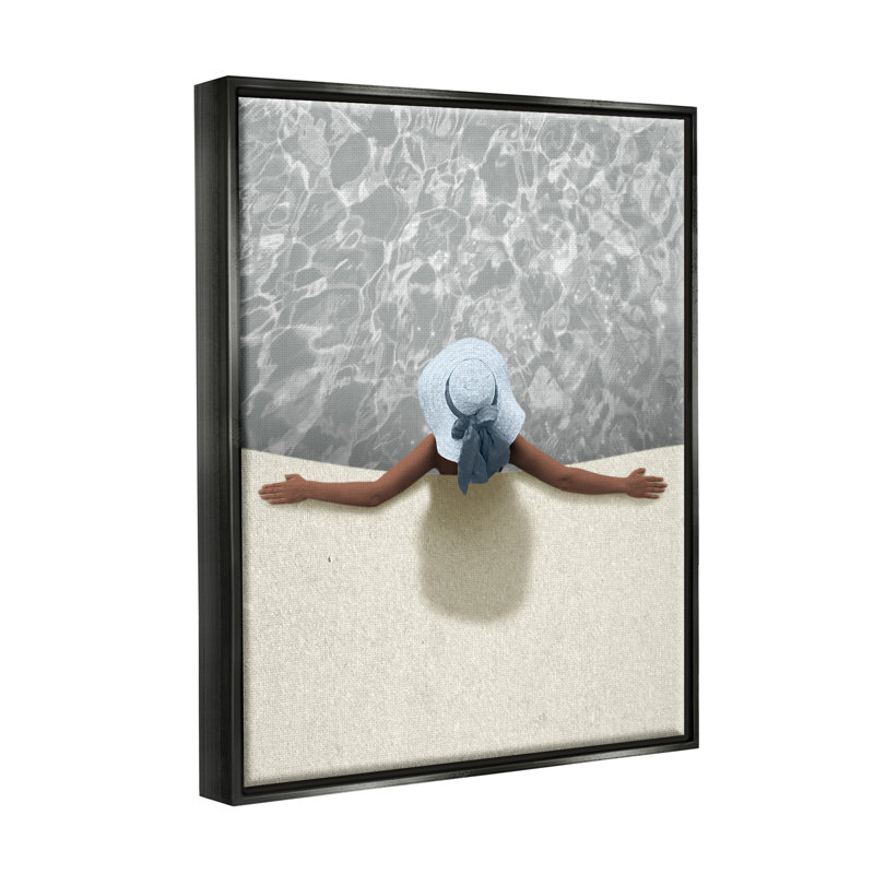Été Aérien VIew personne piscine d'eau par Marcus Prime - peinture sur toile, Noir, H 21 po x l 17 po x P 1,7 po