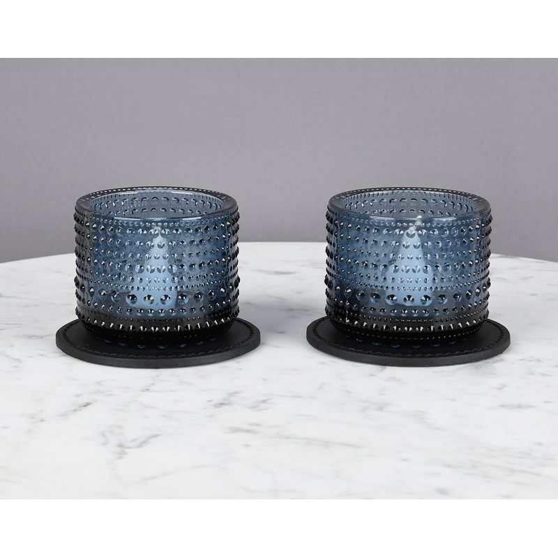 Leather Round 5 Piece Coaster Set, Black