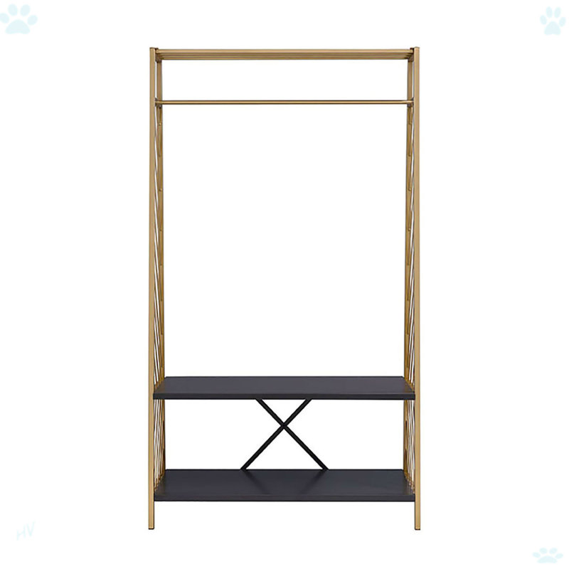Hall Tree With 2 Tier Shelves