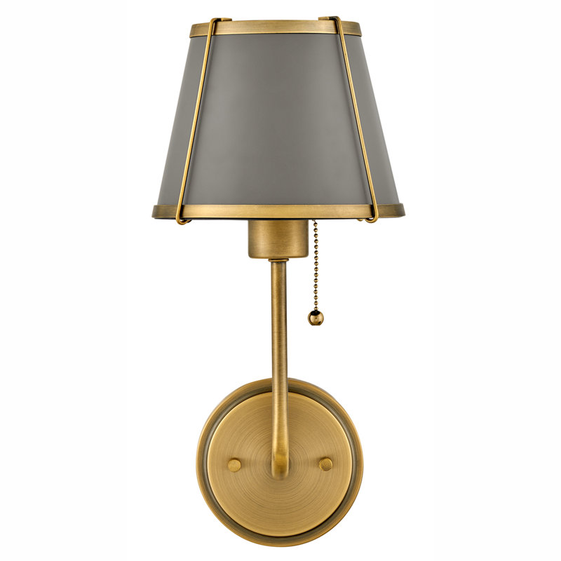 Clarke One Light Medium Wall Sconce with On/Off Pull Chain, Lacquered Dark Brass