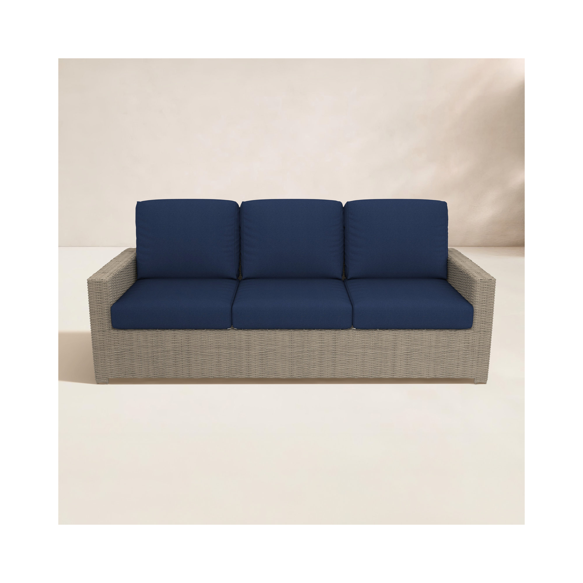 Henri 3 Seat Sofa With Sunbrella Cushions, Canvas Navy