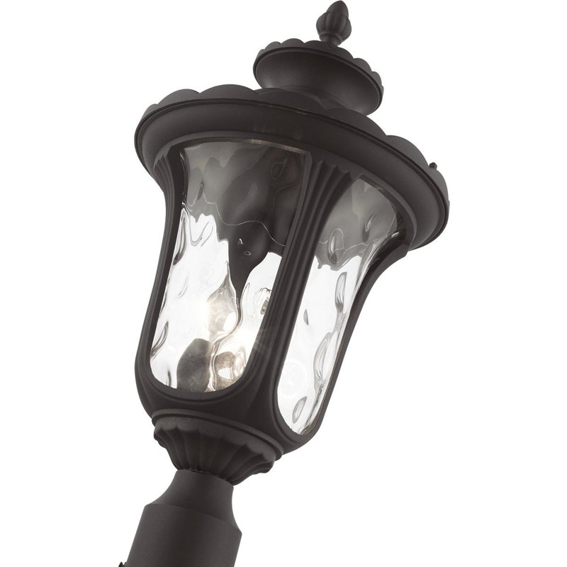 Luminaire suspendu d'extérieur 3 lumières avec abat-jour en verre transparent, Bronze, H 22 po x l 11 po x P 11 po