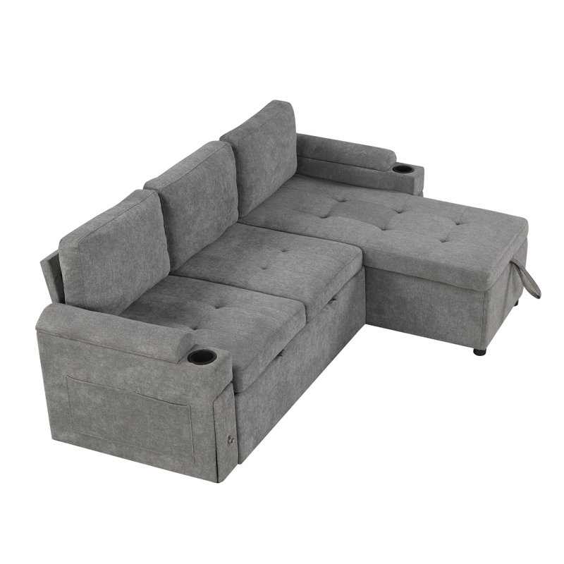 Canapé modulaire de 83,5 po avec canapé en L et canapé-lit, Gris