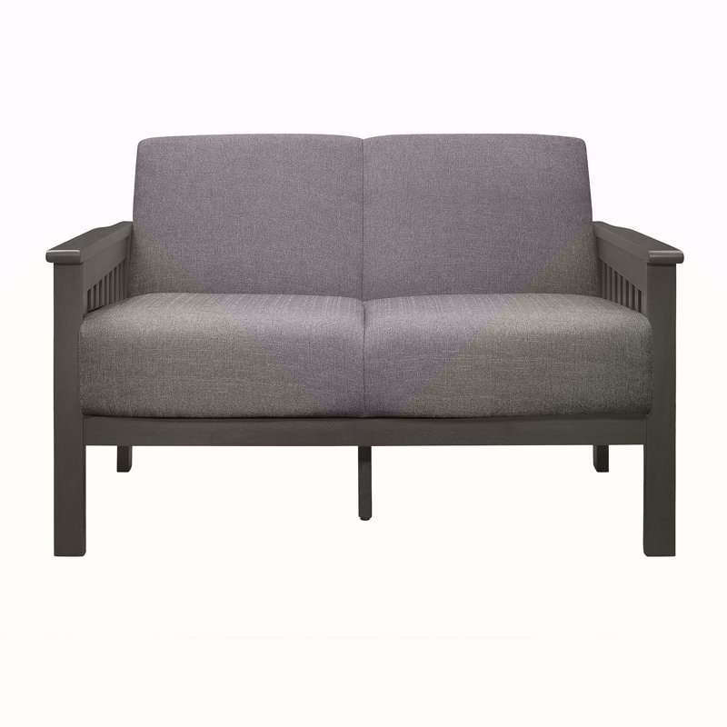 Causeuse de salon classique 1 pièce avec coussin gris, structure en bois d'hévéa massif et style transitionnel pour une assise élégante