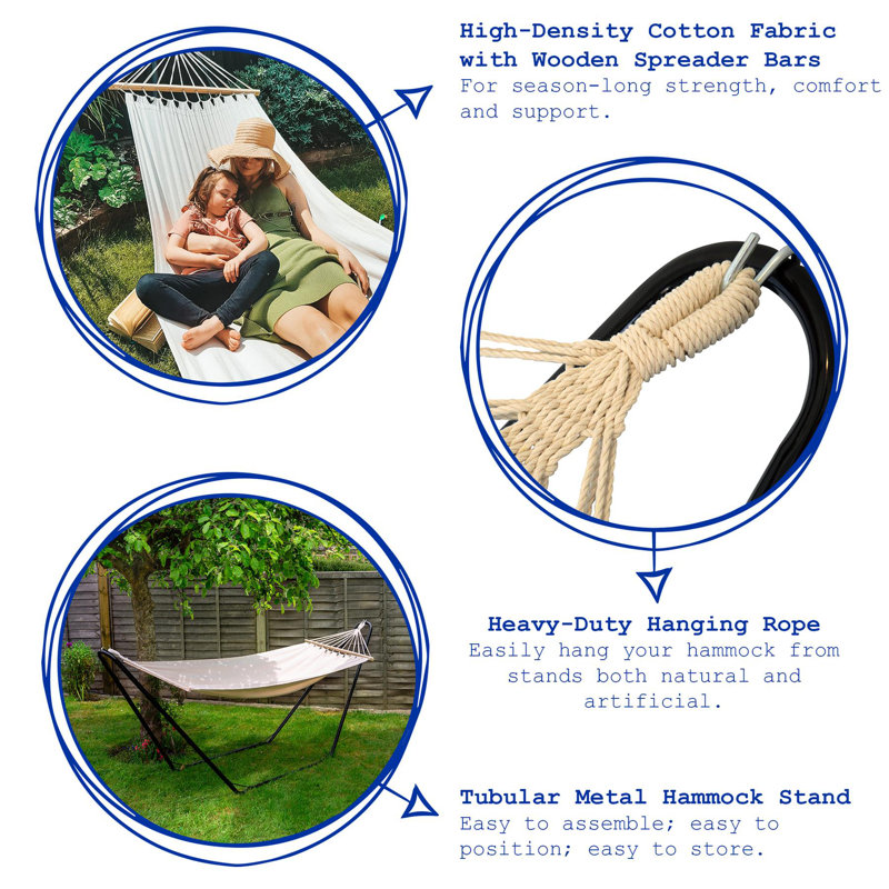 Cotton Camping Hammock with Stand, Pink/Green