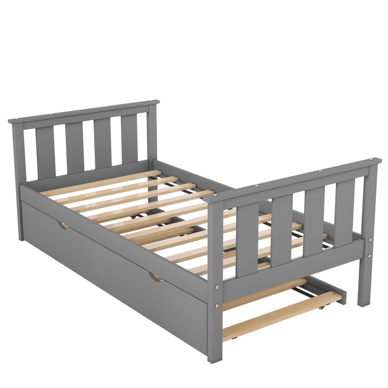 Lit de jour simple avec lit gigogne, Simple, gris
