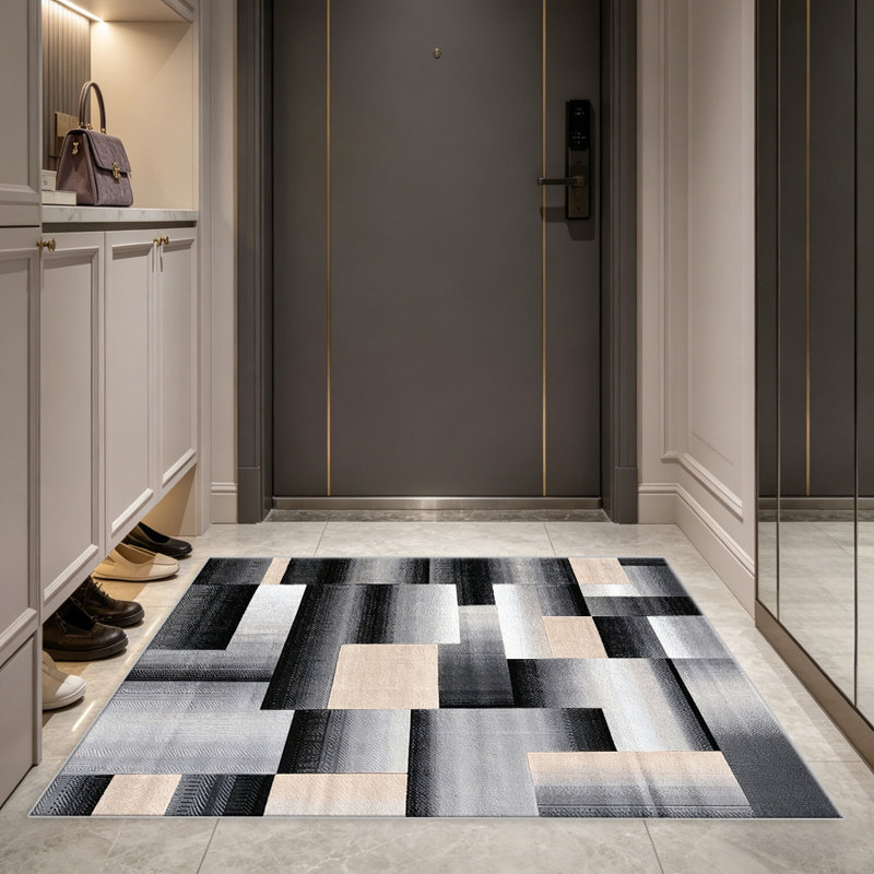 Beige Geometric Abstract carpet-easy to clean, machine-washable, soft and comfortable; suitable for door mats, kitchens, living rooms, bedrooms, corridors, and laundry areas. Easy to clean, durable carpet for home decoration.