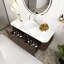 Meuble-lavabo mural 48 po pré-assemblé en grain de bois noyer foncé avec lavabo rond en céramique blanche-1353139417