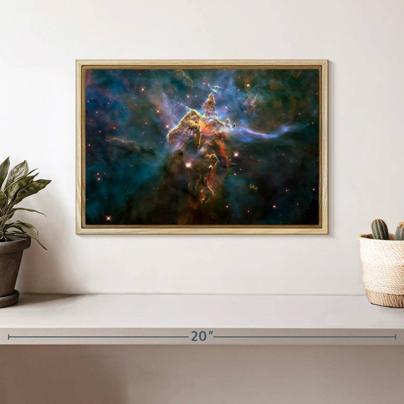 Carina Nebula Mystic Mountain, Cadre flottant en bois naturel, 13 po x 9 po