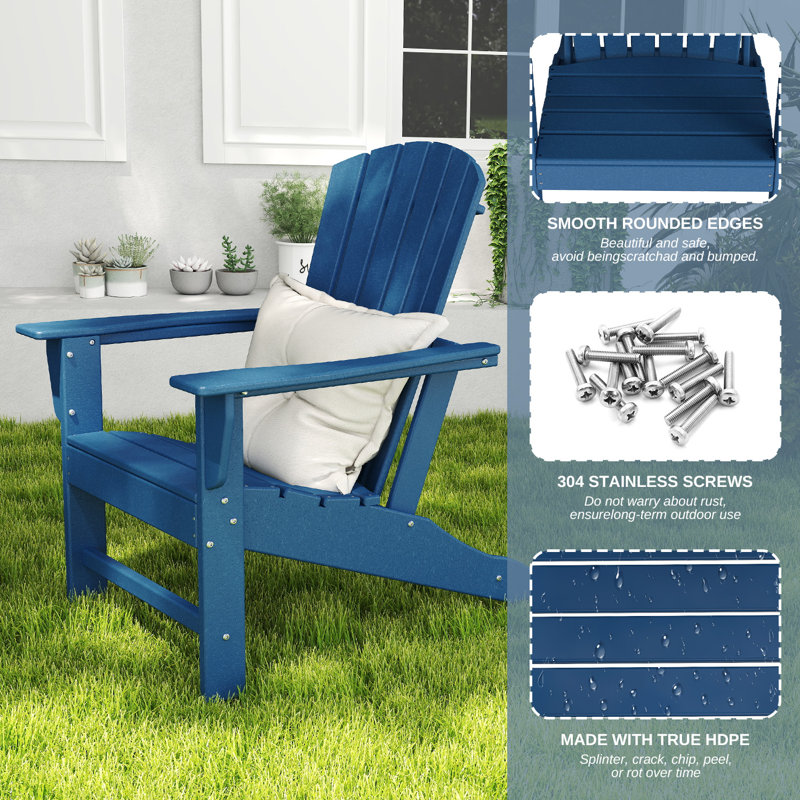 Chaise Adirondack d'extérieur Hdpe, Bleu