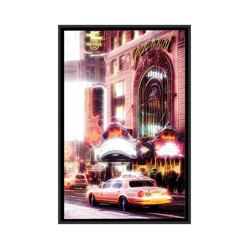 «Night Taxi», impression sur toile, H 26 po x l 18 po x P 1,5 po, Toile avec cadre noir, Pas de tapis