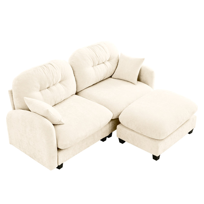 Soft Chenille Modular Couch With , Ergonomic Curve, High Foam, , Diverse Splicing, Beige For Bedrooms And Living Areas Cloud Sectional L-Shaped Chenille, Seat Design, Pleated Multiple