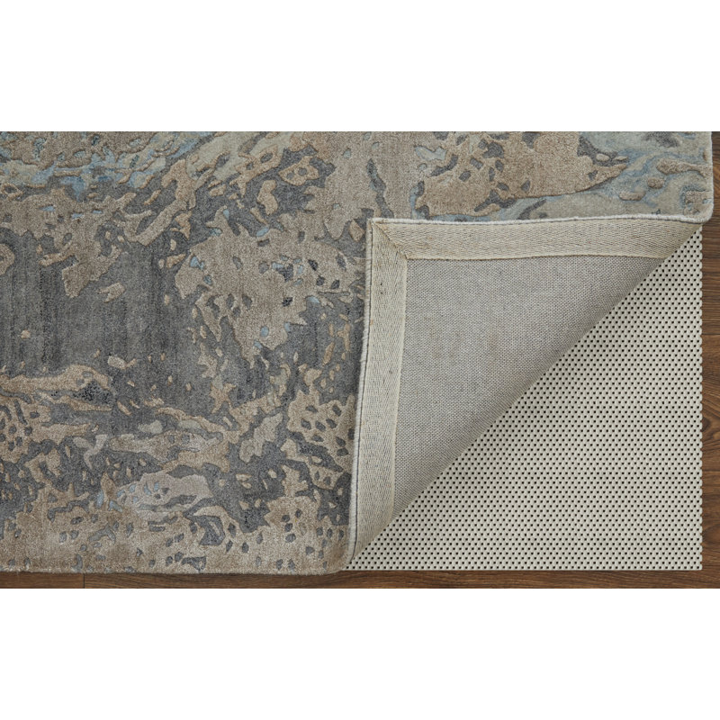 Zarah Modern Watercolor, Gray/Tan/Blue, 8' X 10' Area Rug, Rectangle 3'6" x 5'6"