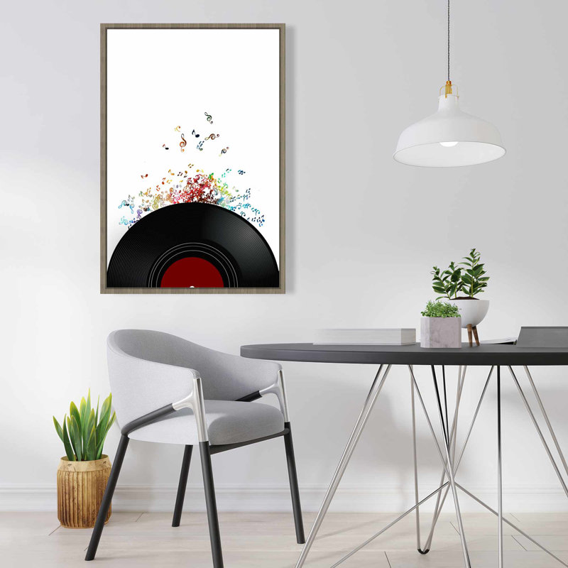 Black Bedroom Canvas - Notes Escaping Vinyl Record Art Decor