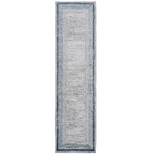 Naar Marfi Area Rugs, Blue/Ivory/Geometric Accent Power Loom Machine -Crafted Rug