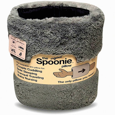 Squishy Arm Support Pillow - Soft Breathable Washable Side Sleeper Cushion for Cuddling - Travel Grey - Hand Hole Arm Slot Comfort
