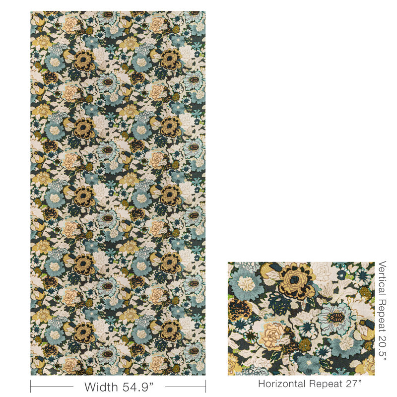 Rhapsody Arioso Print Fabic, Marine/Citron