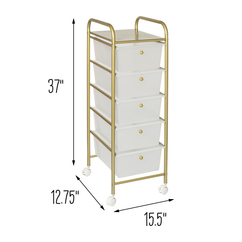 Neysa 12.6'' W Utility Cart with Wheels, 37" H x 15.25" W x 12.6" D