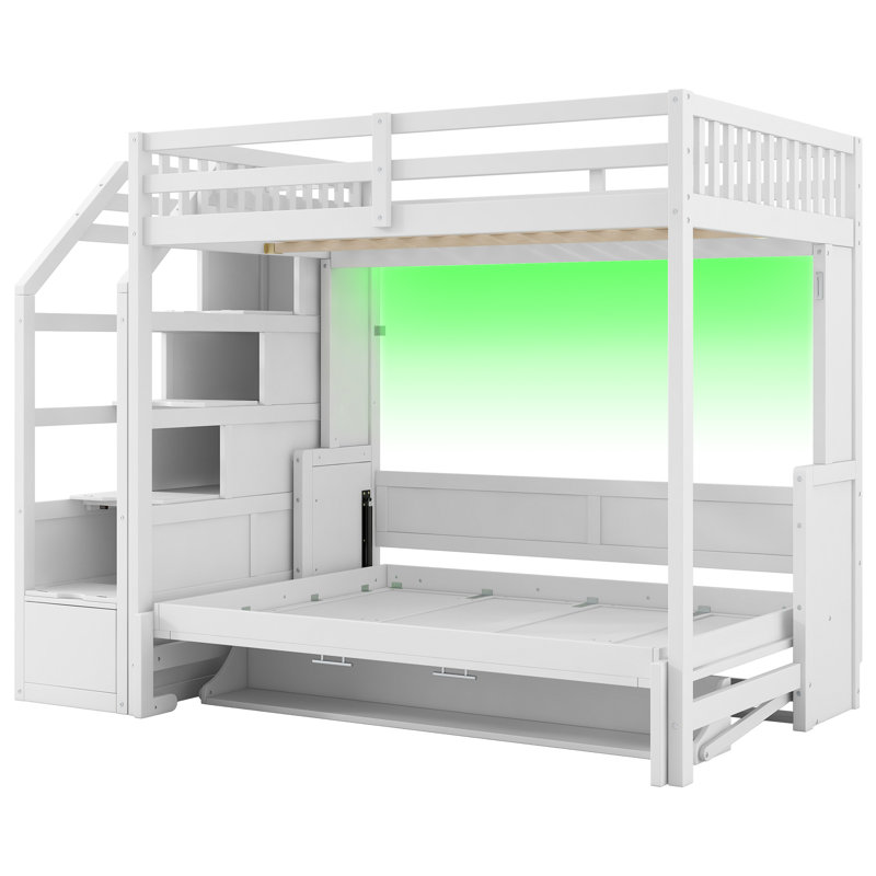 Loft Bed + Murphy Bed with Staircase and LED