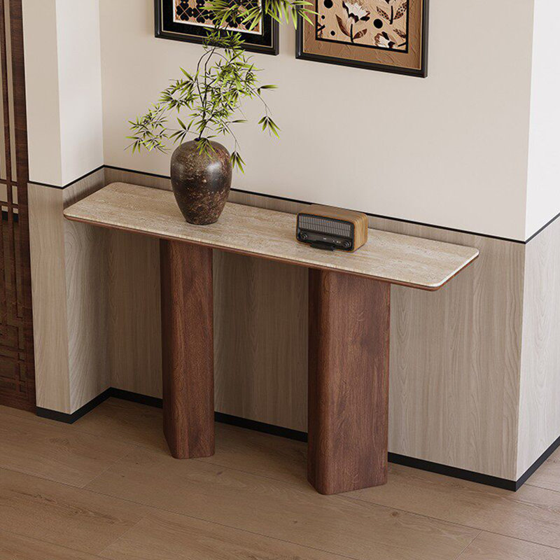 Console en pierre frittée de style italien, Brun, 33.4" H x 47.2" W x 13.7" D