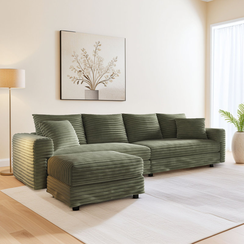 Canapé modulaire Almonte, Velours côtelé vert