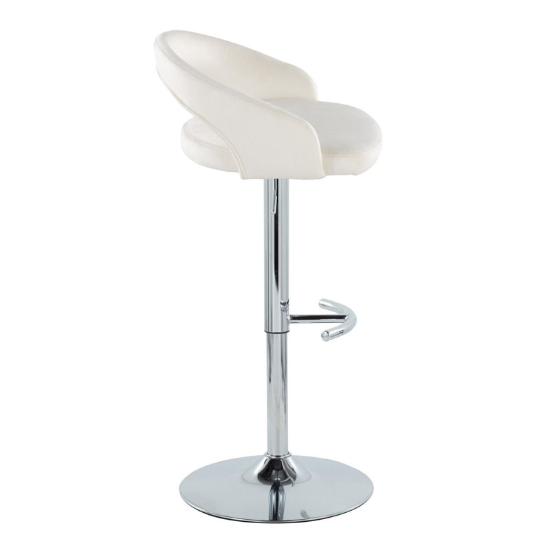 Tabouret de bar réglable, Chrome, Blanc / similicuir, 1