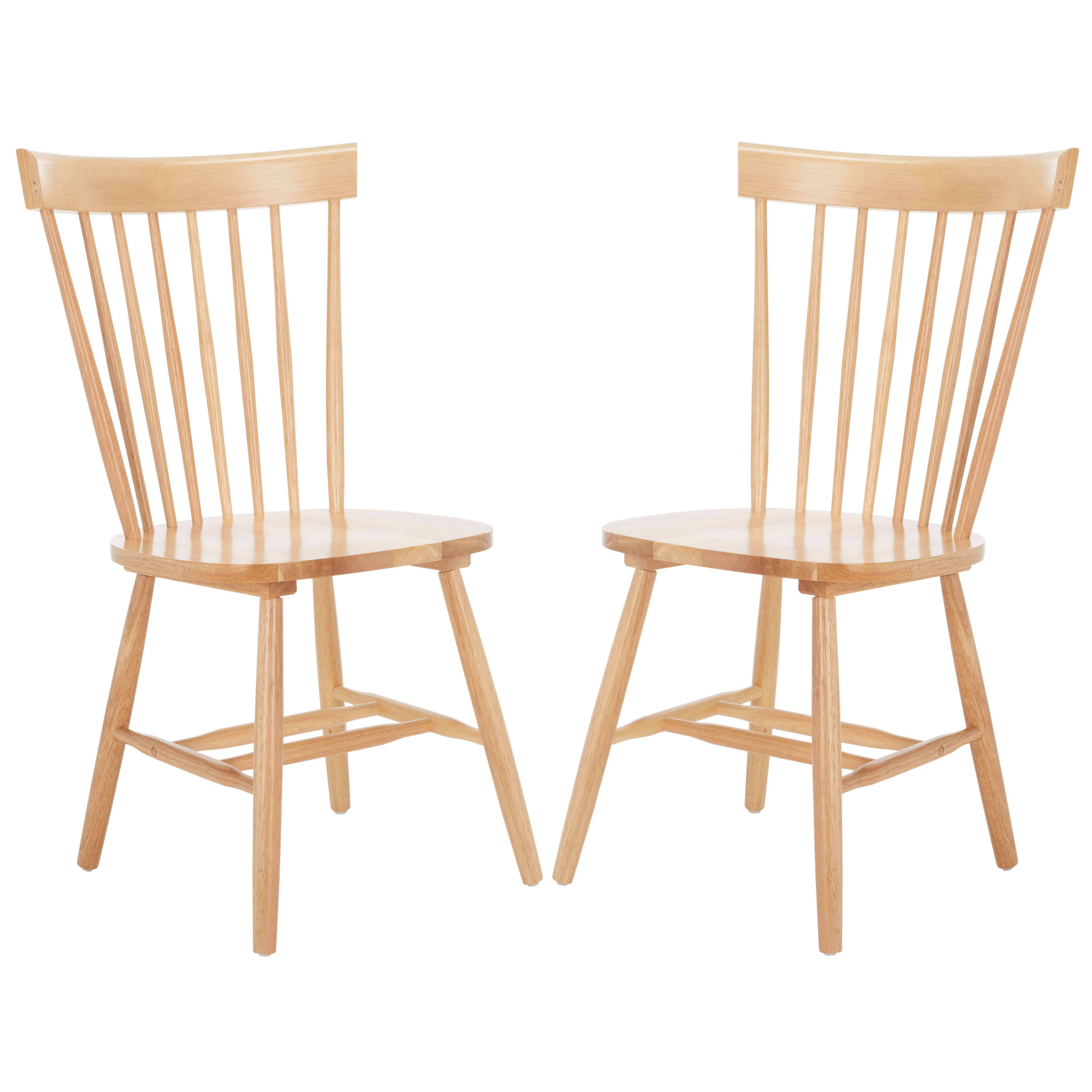 Benzara Wooden Slat Back Chair with Straight Feet, Set of 2, Honey Brown