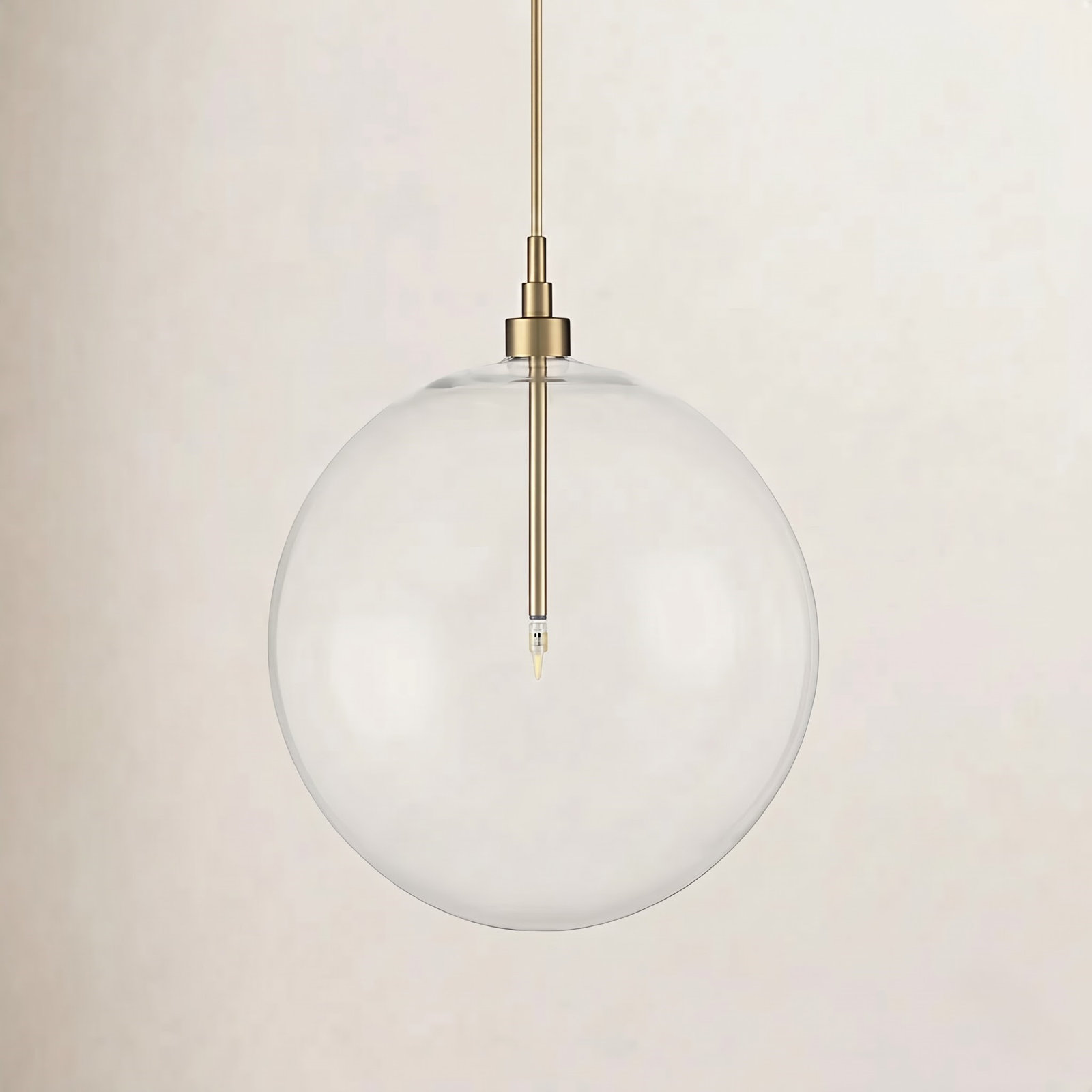 Jeanna Single Light Glass Dimmable Pendant, Brass