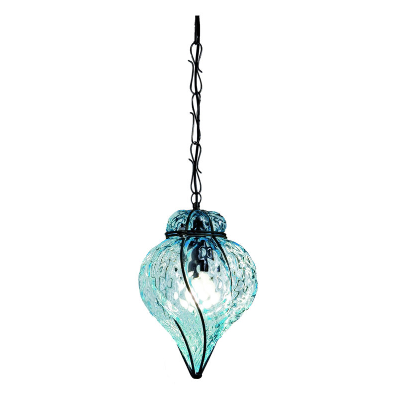Goccia 1 - Light Dark Steel Unique/Statement Pendant, Light Blue Baloton