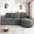 L-shaped Sofa with a Curved Chaise Lounge, USB Ports and Side Storage Pockets-961272256