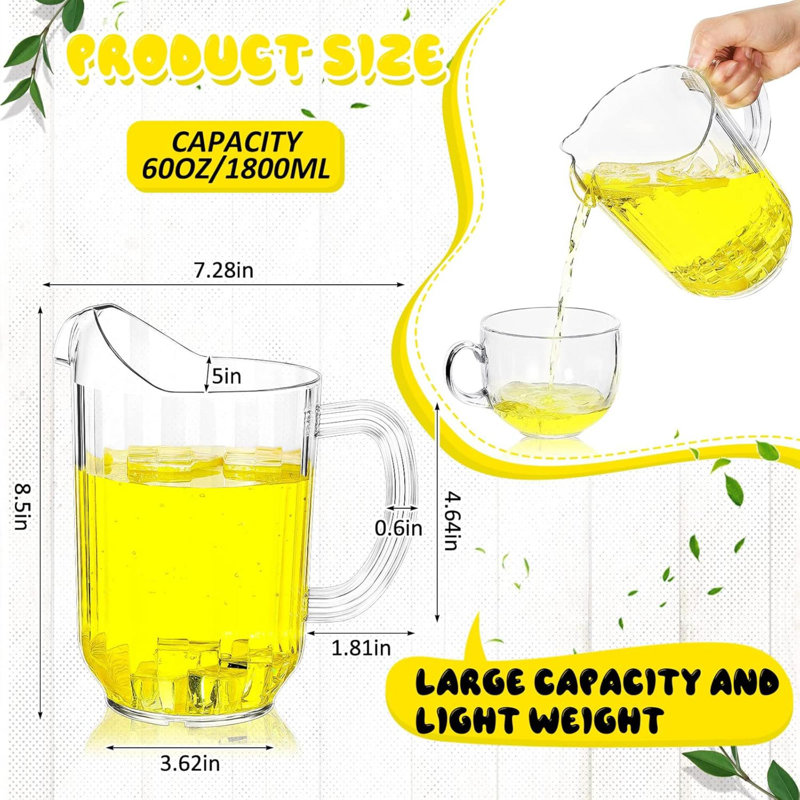 12 pichets en plastique transparent pichet restaurant pichet eau carafe servir lait thé jus boisson pour les parties récipient distributeur de bière jarclassic