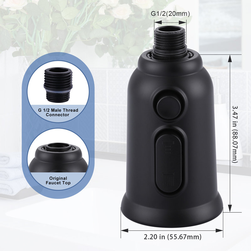 Multi Functional Kitchen Faucet Replacement Nozzle, Black