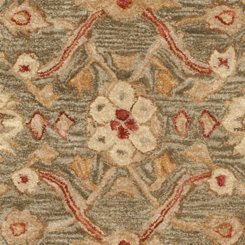 Tapis oriental sauge / brun / rouge en laine touffeté à la main Tingley, Rond 4 pi