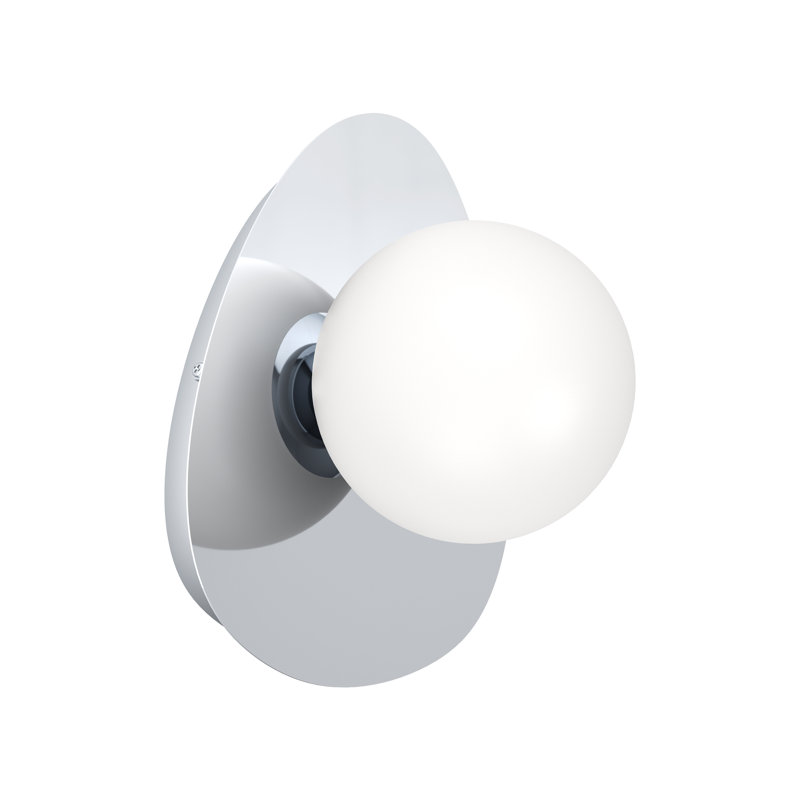 Castrovido Matte Glass & Steel Modern Bathroom Wall Light, Chrome