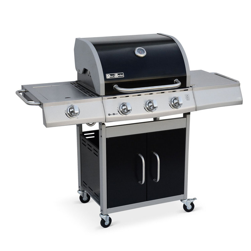 Sweeek 3 - Burner Countertop Liquid Propane Gas Grill with Side Burner and Cabinet, Black