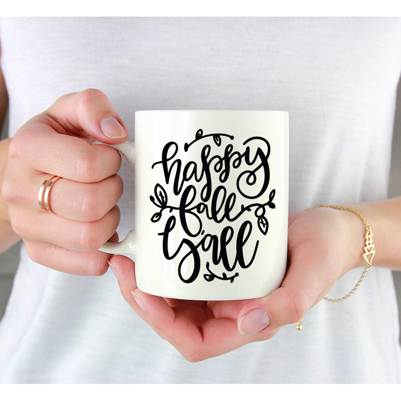 Grande tasse à café "happy automne y’all, noir Tamara