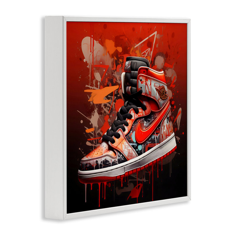 Giclée encadrée Shades Of Red Sneaker, design par Creative Studio, H 24 po x l 24 po, Giclée encadrée blanc bord de mer