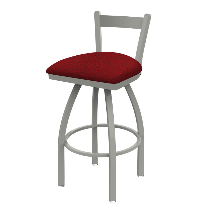 821 Catalina Low Back Swivel Bar Stool, Anodized Nickel, Counter Stool (25" Seat Height), Graph Ruby
