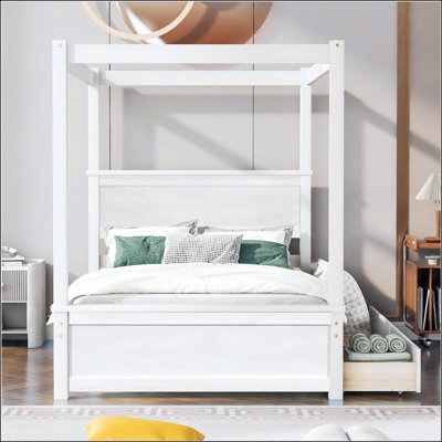 Wood Canopy Bed with two Drawers