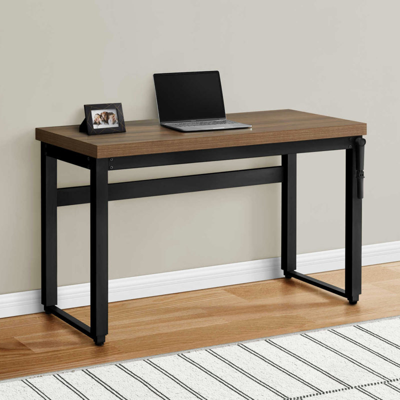 Bureau d'ordinateur, bureau personnel, debout, réglable, L 48 po, travail, ordinateur portable, stratifié noyer, métal noir, contemporain, moderne