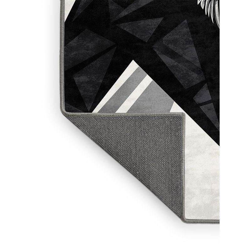 Tapis gris moelleux moelleux et moderne à motif géométrique Kenn Baboon, 7 x 9