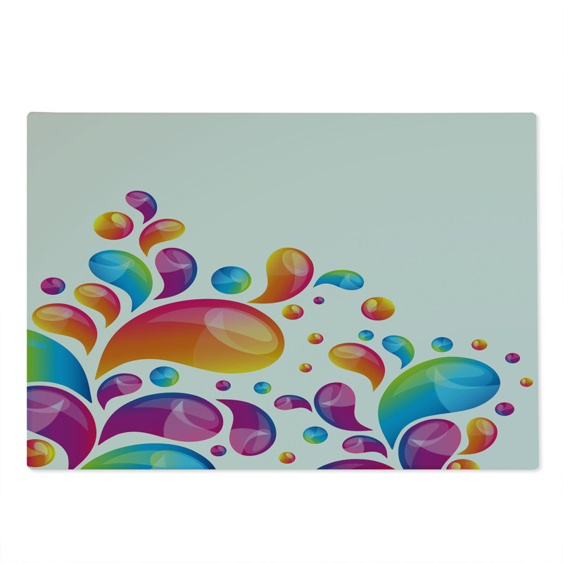 Ambesonne Colorful Cutting Board Large Size Abstract Raindrops Splash Multicolor