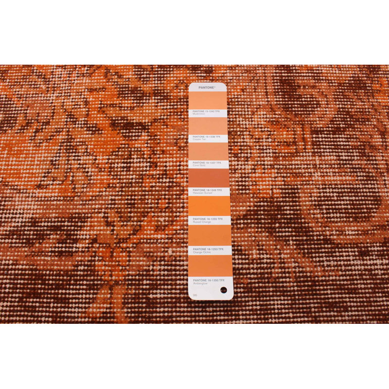 Tapis orange en laine noué à la main de conception unique 2000 pi 5 pi 7 po x 9 pi 2 po Olatha